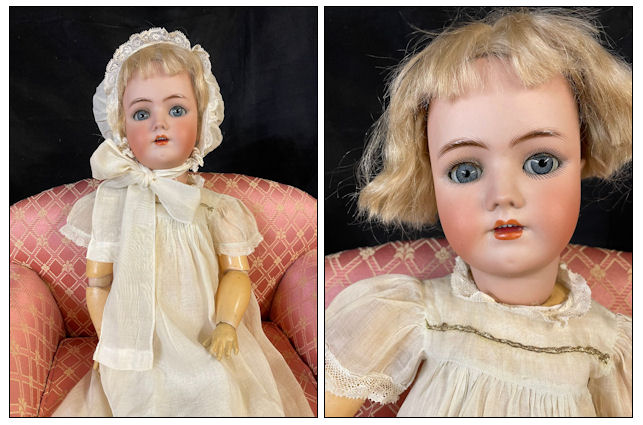 21.5” Antique Germany Bisque Doll B. 3. Brown Sleep Eyes, Compo BJ Body #L